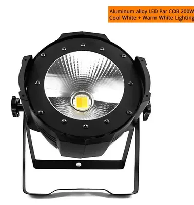 Imagen del producto de Focos LED PAR - 200W, luces de escenario DMX - Blanco frío/cálido regulable - 100–240V AC - Enchufe europeo - Para discotecas, fiestas y eventos