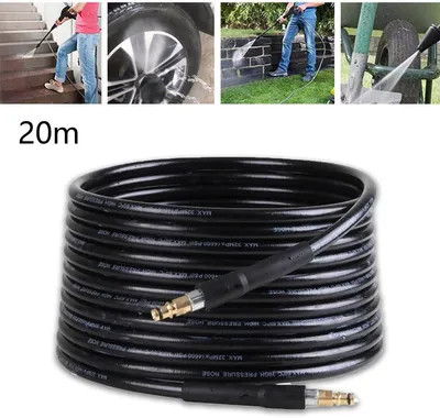 Produktbild von 20m Hochdruckschlauch–für Kärcher K2, K3, K4, K5, K6, K7-für Kärcher Abflussreiniger-für Kärcher Hochdruckreiniger-Zubehör–mit Schnellkupplung–schwarz
