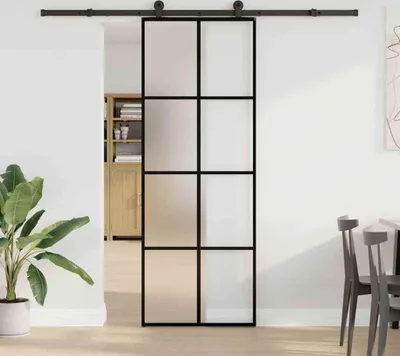 Immagine prodotto di Porta Scorrevole con Ferramenta 76x205cm Vetro ESG Alluminio