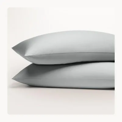 Immagine prodotto di Fodera per cuscino in raso, 50 x 70 cm, grigio-blu (set da 2), 100% Cotonelogico, Oeko-Tex, fodera per cuscino, morbida e traspirante