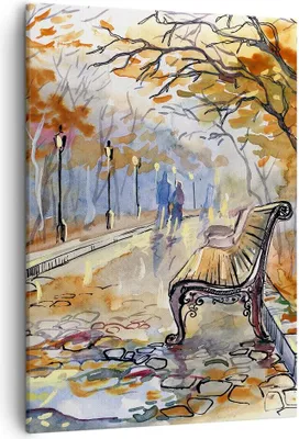 Produktbild von Bild auf Leinwand - Leinwandbild - Einteilig - Path Bench Herbst Frau - 50x70cm - Wand Bild - Wanddeko - Wandbilder - Leinwanddruck - Wanddekoration - Leinwand bilder - Wandbild - PA50x70-3000