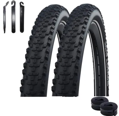 Produktbild von 2 x Schwalbe Smart Sam Addix DD Performance Line 29 x 2,60 (65-622) Schwarz/Reflex + 2 x Schwalbe Schläuche SV19F inkl. Reifenheber