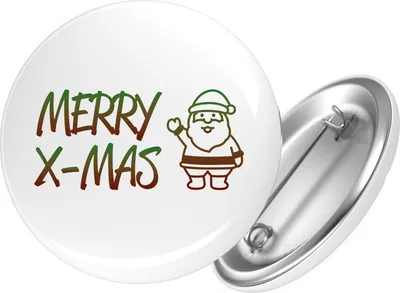 Produktbild von Huuraa Button Merry X-Mas Weihnachtsmann 25mm rund mit Sicherheitsnadel Ansteckbutton Geschenkidee