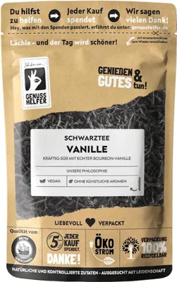 Produktbild von Vanilletee, lose, schwarzer Tee mit natürlicher Bourbon Vanille, ohne künstliche Zusatzstoffe, 5 x 100g