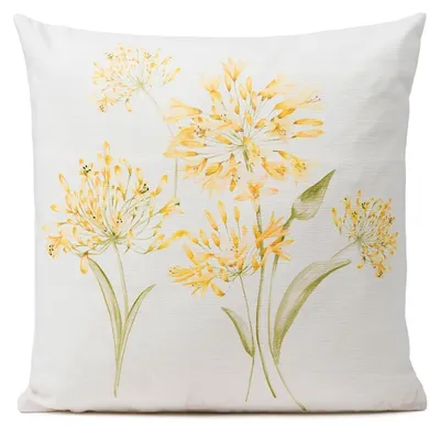 Produktbild von Kissenhülle - 40 x 40 cm - Weiß - Gelb - Grün - Reißverschluss - mit Schmucklilienmotive