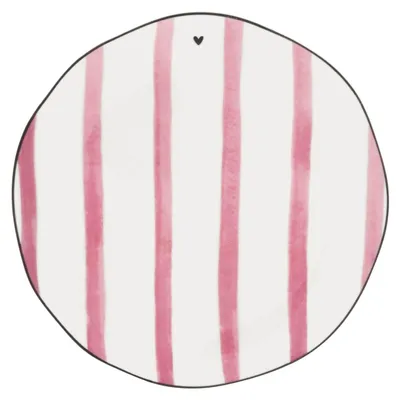 Produktbild von Kuchenteller Big Stripe Streifen D. 19cm weiß rosa Bastion Collections