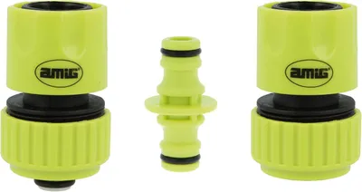 Imagen del producto de Juego de conectores para manguera de jardín, de 3 piezas: 2 conectores rápidos de 3/4 de pulgada, 1 conector, para uso en jardines