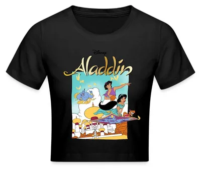 Produktbild von Jasmin Und Aladin Auf Fliegendem Teppich Crop Top, S, Schwarz