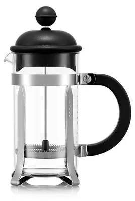 Produktbild von Bodum Caffettiera, Französische Presse, 0,35 l, Schwarz, Chrom, Transparent, 3 Tassen, Glas, 173 mm