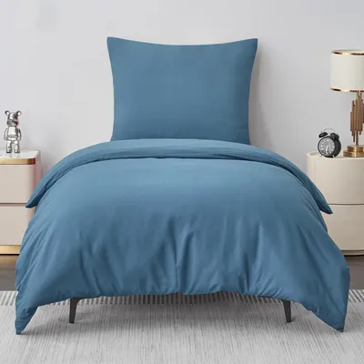 Produktbild von Bettwäsche-Set 155x220 cm 2-teilig Blau Mikrofaser mit Reißverschluss Bügelfrei