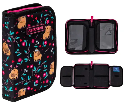 Produktbild von Einfaches Federmäppchen mit zwei Klappen „Flower Capy“ von Kapibara Astra