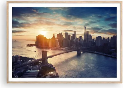 Produktbild von Gerahmtes Poster - Rahmen in heller Eiche - New York Stadt - 100x70 cm - Wand Bild - Wanddeko - Wandbilder - Kunstposter - Wandposter - Bilderrahmen - Bilder - Kunstdruck - Wandbild - P2NAA100x70-3733