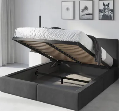 Produktbild von Interbeds Polsterbett 160x200 Bett Doppelbett mit Stauraum mit Lattenrost Bettkasten Boxspringbett  hydrophob gepolsterter Bettrahmen