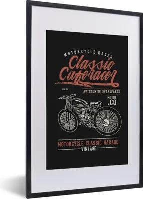 Produktbild von MuchoWow® MuchoWow® Gerahmtes Poster Mancave - Motor - Schwarz - Vintage 40x60 cm - Poster mit zchwarzem Bilderrahmen - Poster in Rahmen