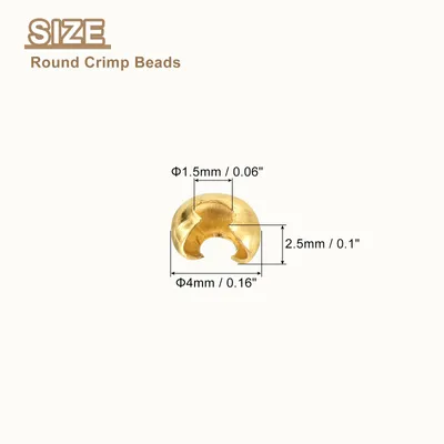 Produktbild von 300 Stš¹ck Quetschperlen Abstandsperlen 3mm Kaschierperlen Halbrunde Zwischenperlen Messing Kleine Crimp Perlen Endstš¹ck fš¹r Armb?nder Selber Machen Schmuckherstellung, Gold