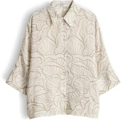 Produktbild von OPUS Damen Druckbluse Fashell mit klassischem Hemdkragen und weiten Dreiviertel-Ärmeln