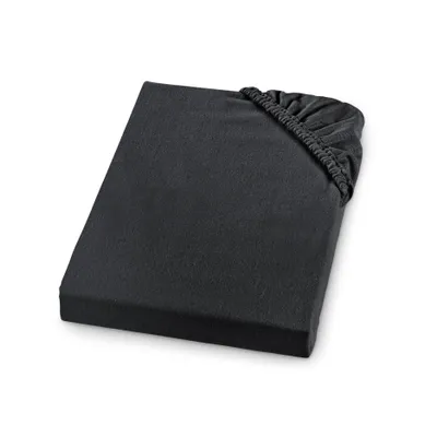 A dark grey fitted sheet is shown on a white background.