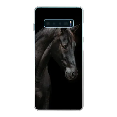 Produktbild von MuchoWow® Handyhülle Schutzhülle Hülle für Samsung Galaxy S10 Lite Pferd - Tiere - Schwarz - Porträt Silikon Softcase Handy Hülle - Schutz