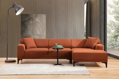 Produktbild von Hanah Home, Petra R Corner - Orange, Ecksofas, Orange, Polyester, 145 x 77 x 86 x cm
