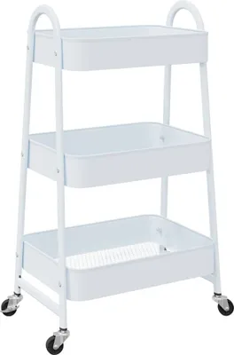 Zdjęcie produktu dla vidaXL Wózek do przechowywania z 3 półkami biały 42x41,5x77 cm stalowy