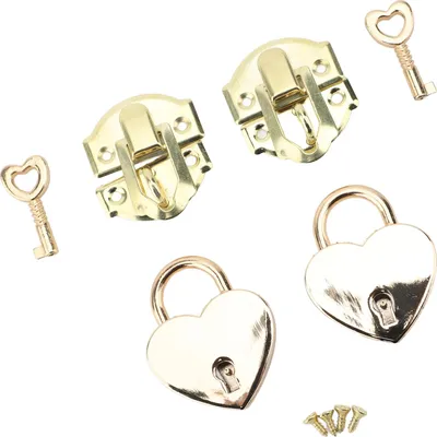Obrázek produktu pro HaSP Latch, robustní visací zámek ve tvaru srdce proti rezavění Haspace Clasp Latch Padlock Set 2 sady s knoflíky pro šperkovnici