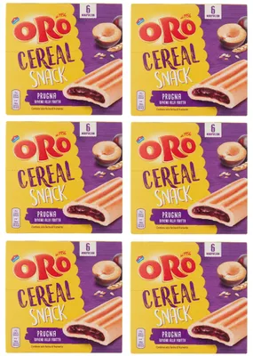 Produktbild von 6x Oro Saiwa Cereal Snack Prugna Müslikeks mit Pflaumenfüllung Kekse Biscuits 162g