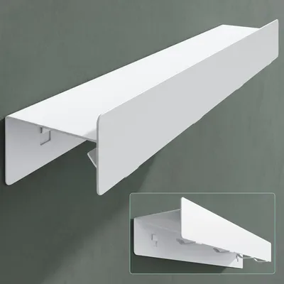 Produktbild von Mai & Mai Wandgarderobe mit Ablage und 4 Haken, Garderobenleiste mit versteckten Kleiderhaken, Kleiderstange Wandmontage 40cm, Sandweiß Stalo-11