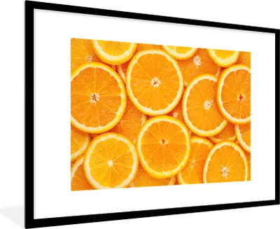 Produktbild von MuchoWow® Gerahmtes Poster Orange - Obst - Orange 90x60 cm - Poster mit Schwarzem Bilderrahmen Wandposter Rahmen Foto Bilder - Wanddekoration - Fotos