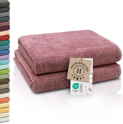 Produktbild von 2er Set Badetücher, 100% Baumwolle, 100x150 cm, 420g/qm, altrosa