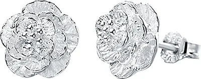 Produktbild von 1 Paar Damen-Ohrstecker, modisch, romantisch, Piercing, Blumenform, versilbert, Schmuck für Party