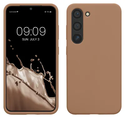 Produktbild von kwmobile Handyhülle für Samsung Galaxy S23 Hülle - Case Silikon - Kabelloses Laden - Schutzhülle Cover in Cappuccino