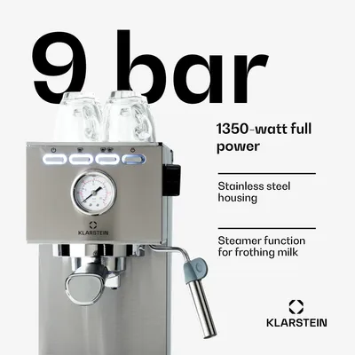 Obrázok produktu pre Klarstein Pausa, spresso kávovar, portafilter, 1350 W, 7-9 bar, 1,4 l, strieborný