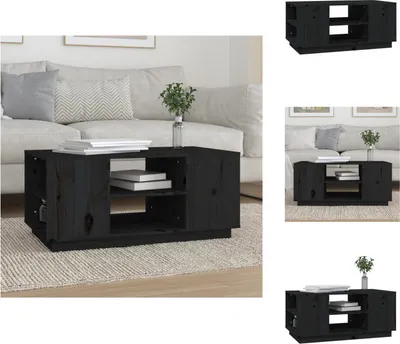 Image de vidaXL Table basse noire 90x49x40,5 cm Pin massif - Tables basses
