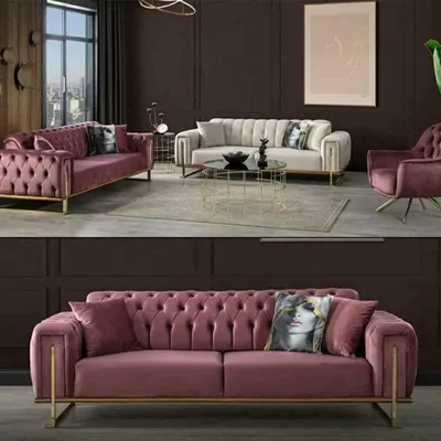 Produktbild von Designer Wohnzimmer Besteht aus Set 3-Sitzer Sofa und Sessel 2tlg. neu