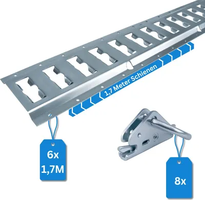 Produktbild von 6x Ankerschiene Kombi-Zurrschiene 1,7 m - mit 8 Airline Zurrfitting(en), Laderaumsicherung