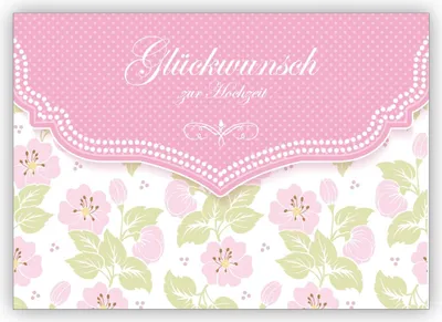 Produktbild von Schöne Hochzeitskarte mit zartem Blüten Muster in rosa: Glückwunsch zur Hochzeit