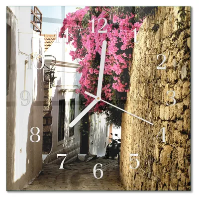 Produktbild von Tulup Glasuhr Wanduhr Küchenuhr Echt-Glas 30x30 cm Modern Dekorativ Geräuschlos Weiße Zeiger - Blumenallee