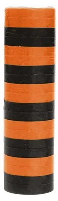 Produktbild von 1 Rolle Papier Luftschlangen orange schwarz Halloween | schwer entflammbar
