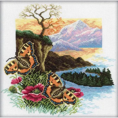 Zdjęcie produktu dla RTO Zestaw do haftu krzyżykowego "Motyl" M126, wzór liczony, 30x30 cm