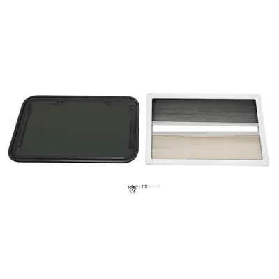 Imagen del producto de Ventana corredera para autocaravana con protección solar - Dimensiones: 800 x 500 mm - Fabricada en aleación de aluminio y con cristal templado