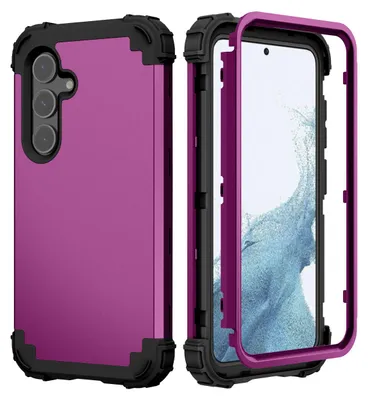 Produktbild von Galaxy S24+ Hülle, 3 in 1 Hybrid PC TPU Stossfest Robust Schutzhülle für Samsung Galaxy S24+ Lila