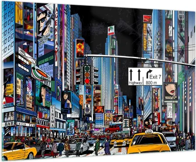 Produktbild von Bilder auf glas - Manhattan New York Straße - 100x70cm - Glasbilder - Wandbilder - Kunstdruck - zum Aufhängen bereit - Wanddekoration aus Glas - Glas Bilder - Wandbild auf Glas - GAA100x70-2720