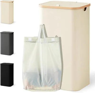 Produktbild von Beige 100L Opvouwbare Wäschetonne mit Deckel