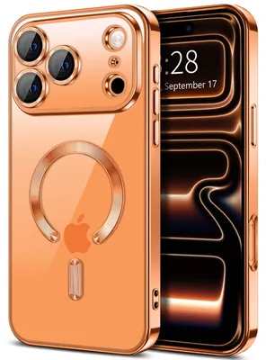 Produktbild von Weiche Klar Hülle für iPhone 17 Pro Max, Kameraschutz, Kompatibel mit MagSafe, Elektroplattiert TPU Handyhülle Orange