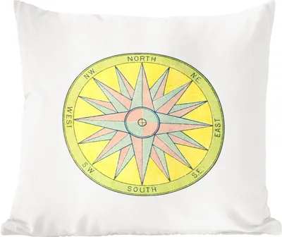 Produktbild von MuchoWow® Zierkissen Sofakissen Wohnzimmer Dekokissen 45x45 cm Retro - Windrose - Vintage - Schlafpolster - Polster für das Sofa