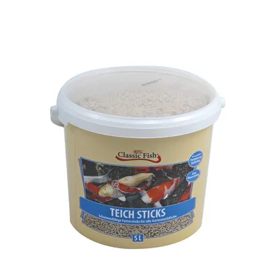 Produktbild von BTG Classic Fish Classic Teich Sticks Eimer, Teichfische, Trockenfischfutter, Granulat, Vitamin A, Vitamin C, Vitamin D3, Vitamin E, 8 °C, Getreide, Fleisch und tierische Nebenerzeugnisse, pflanzliche Nebenerzeugnisse, Fisch und...