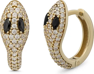 Produktbild von SuzanGold Ohrringe Damen Echtgold Princess Snake Huggies 375 Gelbgold