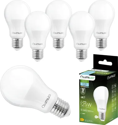 Produktbild von LUMILED A65 E27 LED Lampe, 15W (ersetzt 125W), 1952 Lm 6500K kaltweiß Birnen Lampen 260°  Abstrahlwinkel 6er-Pack Energiesparlampe Tropfen