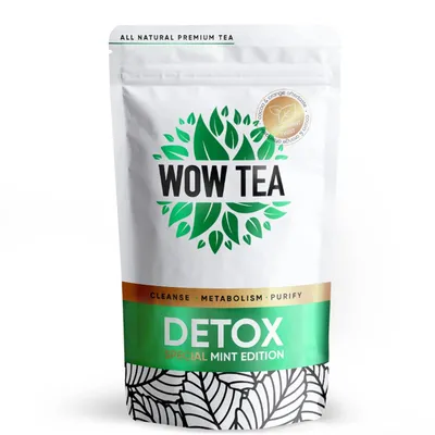 Produktbild von WOW TEA Mint Detox: Erfrischender Entgiftungstee für Körperreinigung & Darmgesundheit mit Wohlfühleffekt (150g, EU)