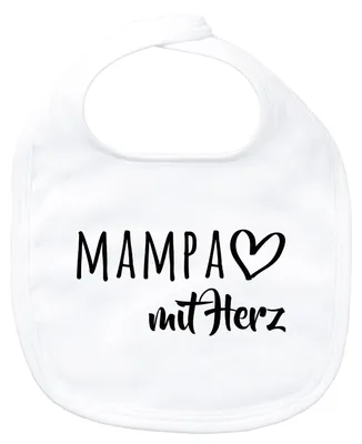 Produktbild von Huuraa Baby Lätzchen MAMPA mit Herz White Klettverschluss  Baumwolle Latz Geschenkidee